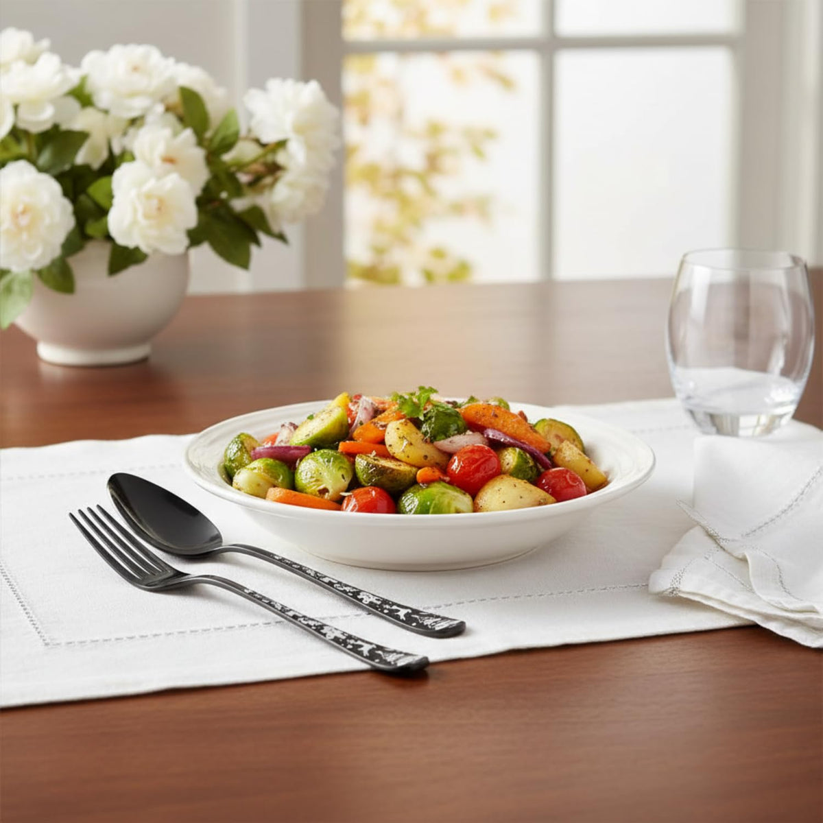 Black Festive spoon and fork set, rust resistant stainless steel, a perfect wedding, housewarming, corporate and festival gift