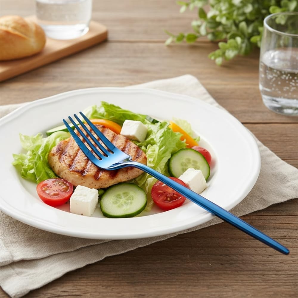 Manishaware Slim Handle Stainless Dinner Steel Fork set for Kitchen or Dining Table