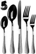 Manishaware Checkered Stainless Steel Cutlery Set for Dining Table, Dishwasher Safe Glossy Flatware (4 spoon set+4 forks set+4 Butter knife+4 Dessert Spoon+ 4 Fruit Fork)
