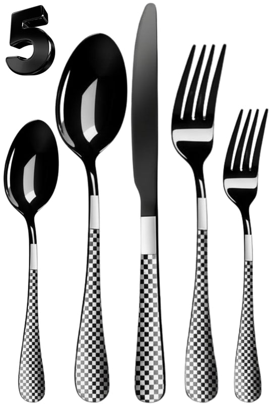 Premium Cutlery Set Checker Design