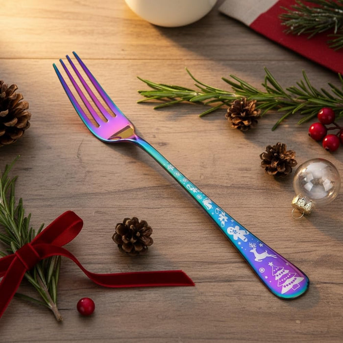 Rainbow Dinner Fork Festive Design
