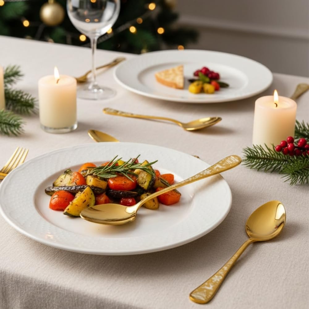 Manishaware Christmas Gold 24 Pcs Stainless Steel Cutlery Set