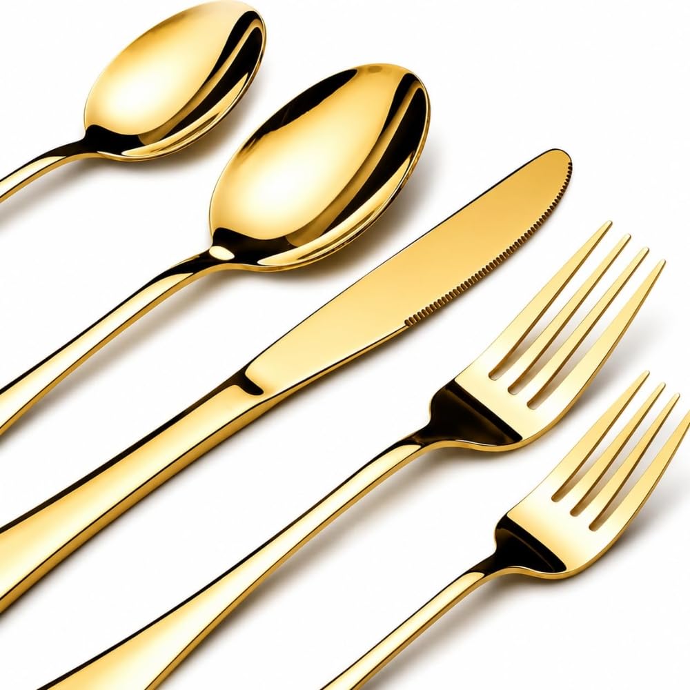 Manishaware Mirror Polished 30 Pcs Stainless Steel Cutlery Set for Dining Table, Dishwasher Safe Glossy Flatware (6 spoon set + 6 forks set + 6 Butter knife + 6 Dessert Spoon + 6 Fruit Fork)
