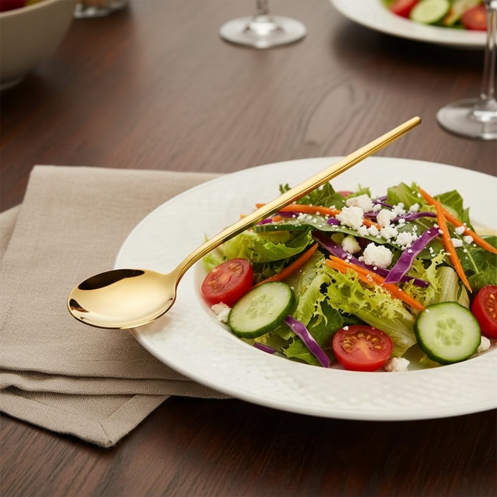 Gold Slim spoon set, rust resistant stainless steel