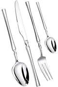 Manishaware Elegant Handle Silver 12 Pcs Heavy duty Stainless Steel Cutlery Set for Dining table (3 pcs spoon set+3 pcs forks set+3 pcs Butter knife+3 pcs Dessert Spoon for kitchen)