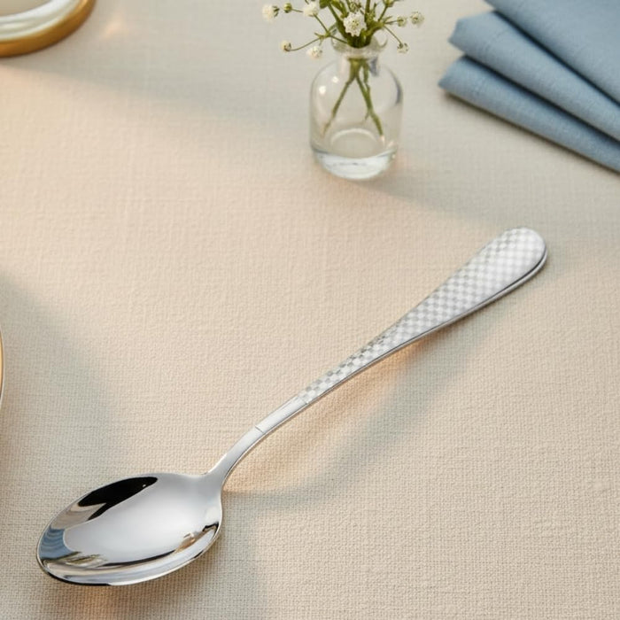 Silver Dinner Spoon Checker Design