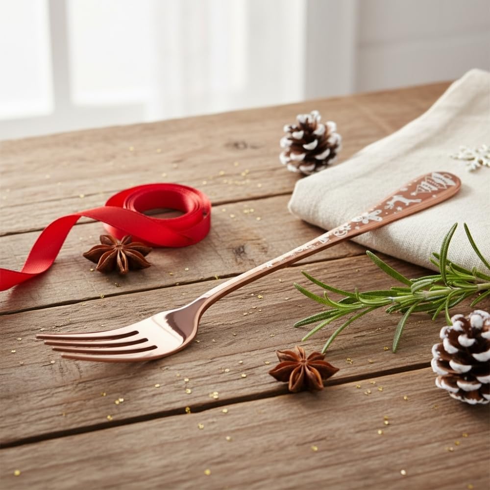Rose Gold Festive fork set, rust resistant stainless steel