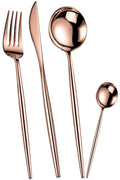 Manishaware Slim Handle Rose Gold 20 Pcs Stainless Steel Cutlery Set for Dining Table, Dishwasher Safe Glossy Flatware (5 spoon set+5 forks set+5 Butter knife+5 Dessert Spoon)