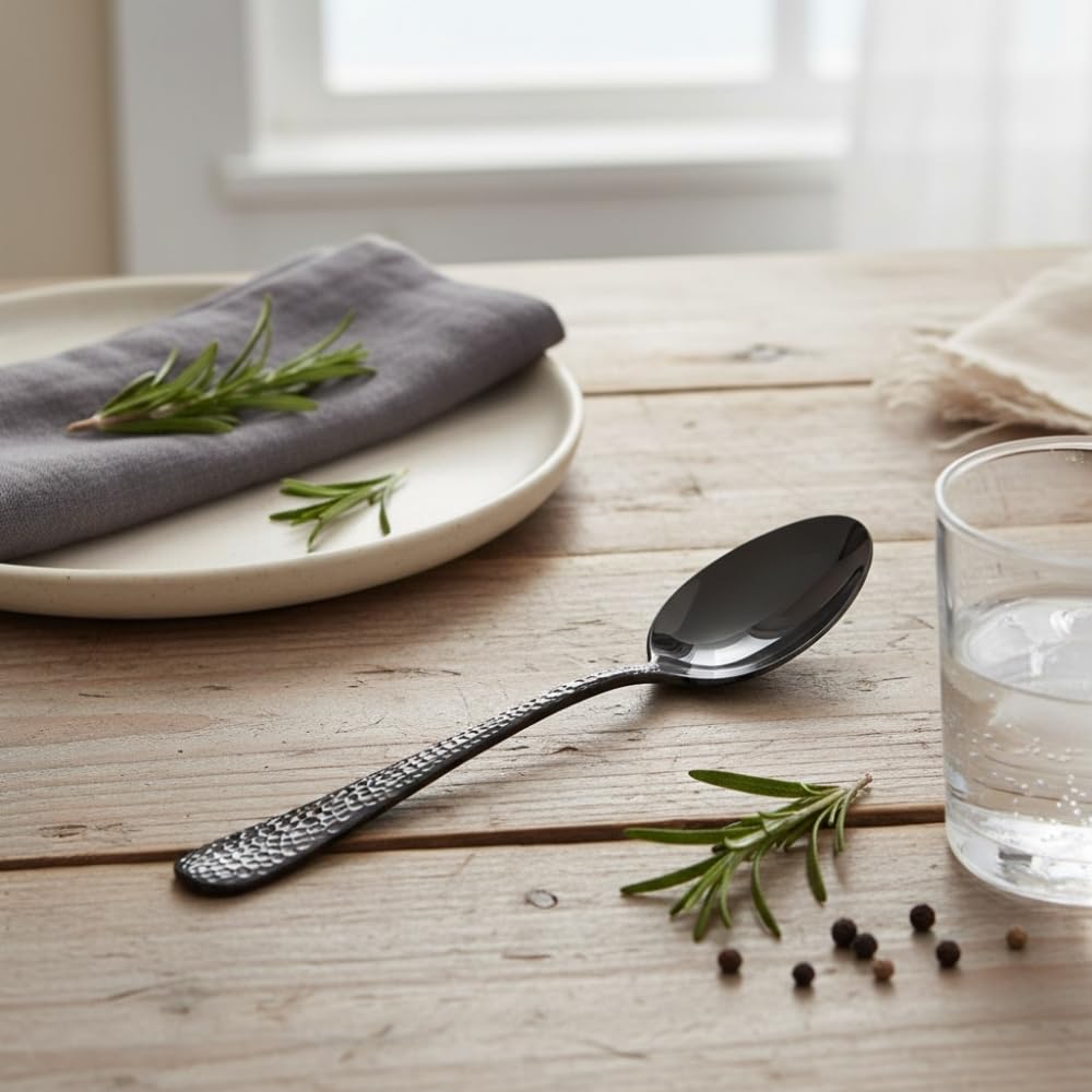 Black Hammer spoon set, rust resistant stainless steel, a perfect wedding, housewarming, corporate and festival gift