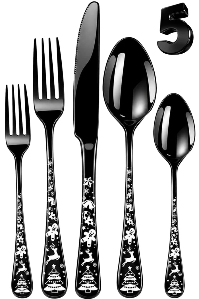 Black Premium Cutlery Set Festive Design