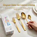 Gold Indian cutlery set with Mirror handles, 16 Pcs, a perfect wedding, housewarming, corporate and festival gift
