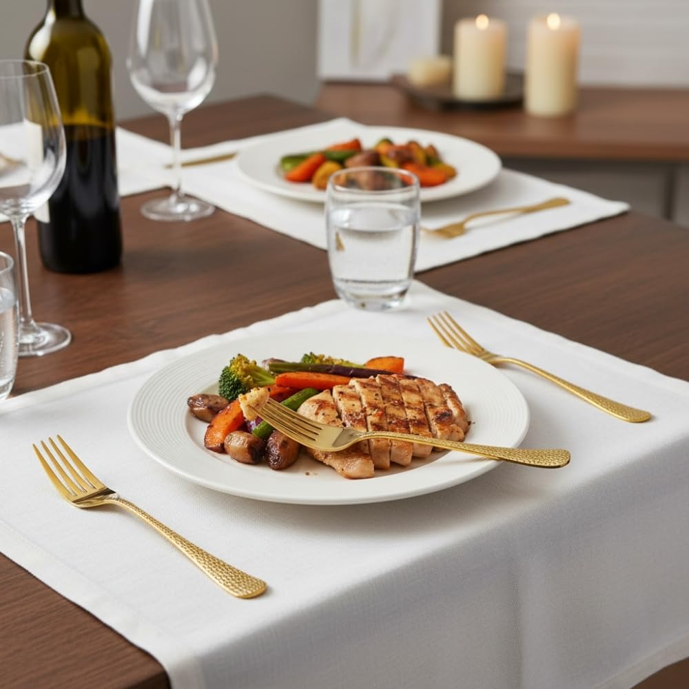 Manishaware Hammered Stainless Dinner Steel Fork set for Kitchen or Dining Table