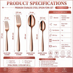 Mirror design Indian cutlery set in Rose Gold stainless steel, 8 Pcs, a perfect wedding, housewarming, corporate and festival gift