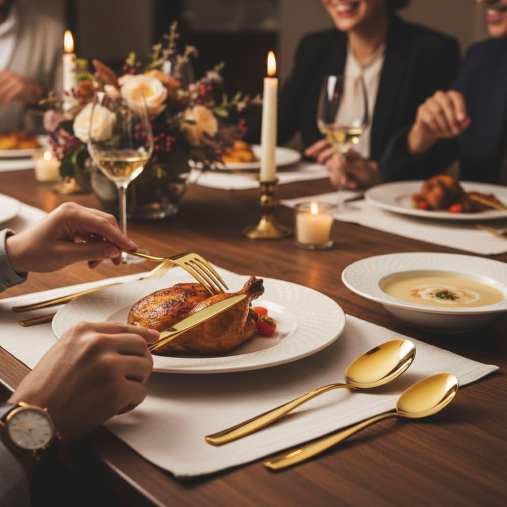 Gold Premium Cutlery Set Mirror Design