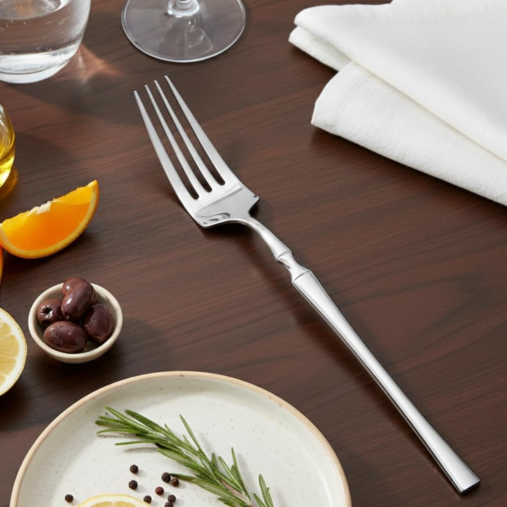 Manishaware 12 Pcs SILVER Stylish Stainless Dinner Steel Fork set for Kitchen or Dining Table