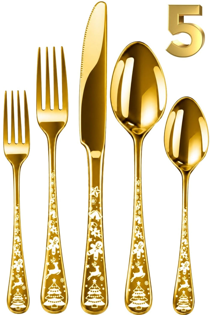 Gold Premium Cutlery Set Festive Design