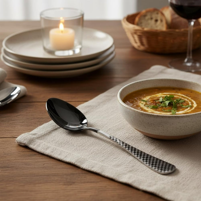 Black Dinner Spoon Checker Design