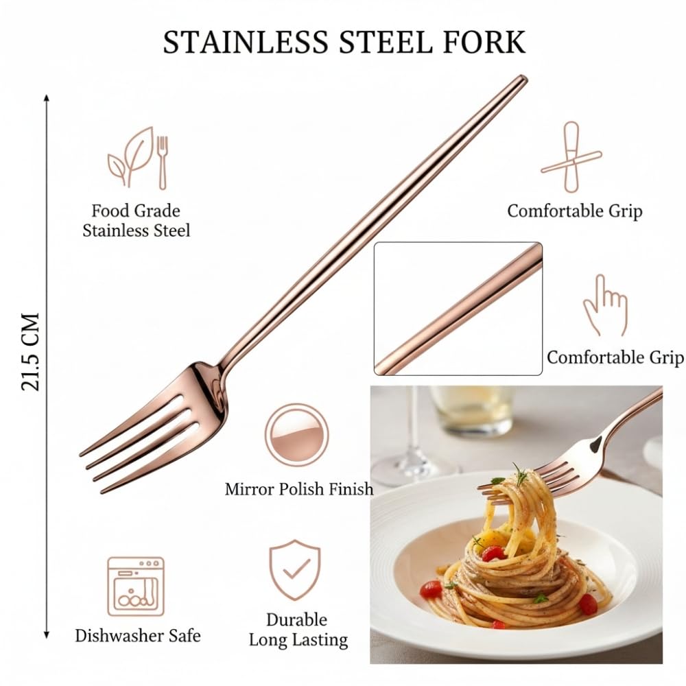 Manishaware Slim Handle Stainless Dinner Steel Fork set for Kitchen or Dining Table