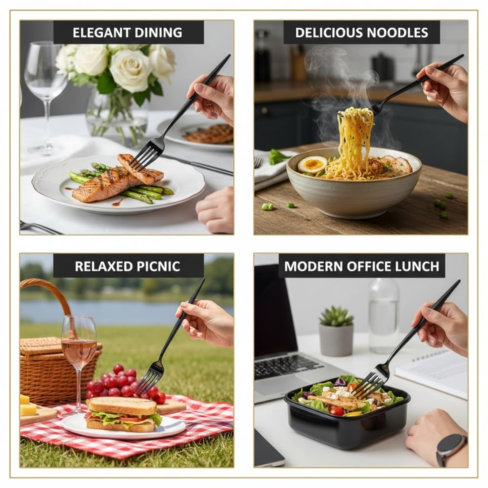 Manishaware Slim Handle Stainless Dinner Steel Fork set for Kitchen or Dining Table
