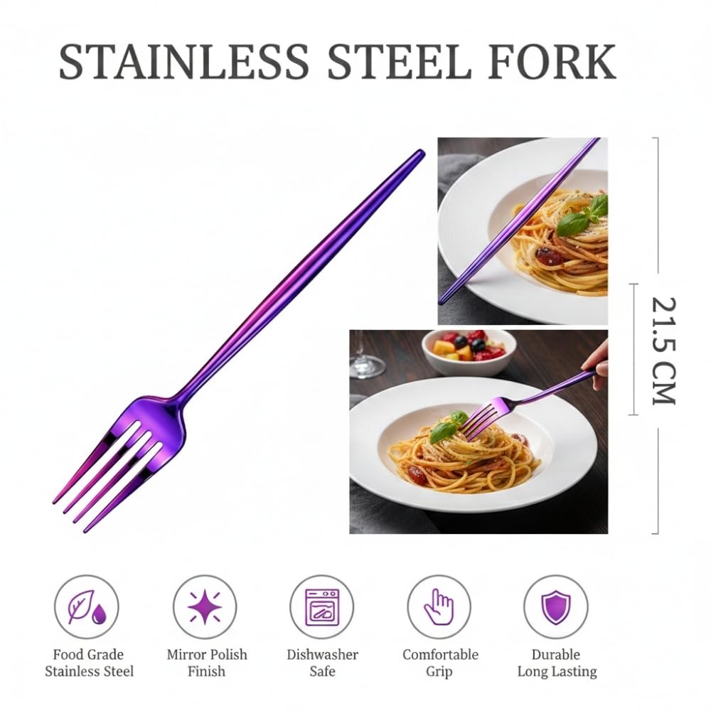 Manishaware Slim Handle Stainless Dinner Steel Fork set for Kitchen or Dining Table