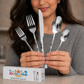 Manishaware Floral Silver 20 Pcs Stainless Steel Cutlery Set for Dining Table, Dishwasher Safe Glossy Flatware (4 spoon set+4 forks set+4 Butter knife+4 Dessert Spoon+ 4 FruitFork)