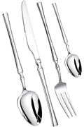 Manishaware Elegant Handle Silver 16 Pcs Heavy duty Stainless Steel Cutlery Set for Dining table (4 pcs spoon set+4 pcs forks set+4 pcs Butter knife+4 pcs Dessert Spoon for kitchen)