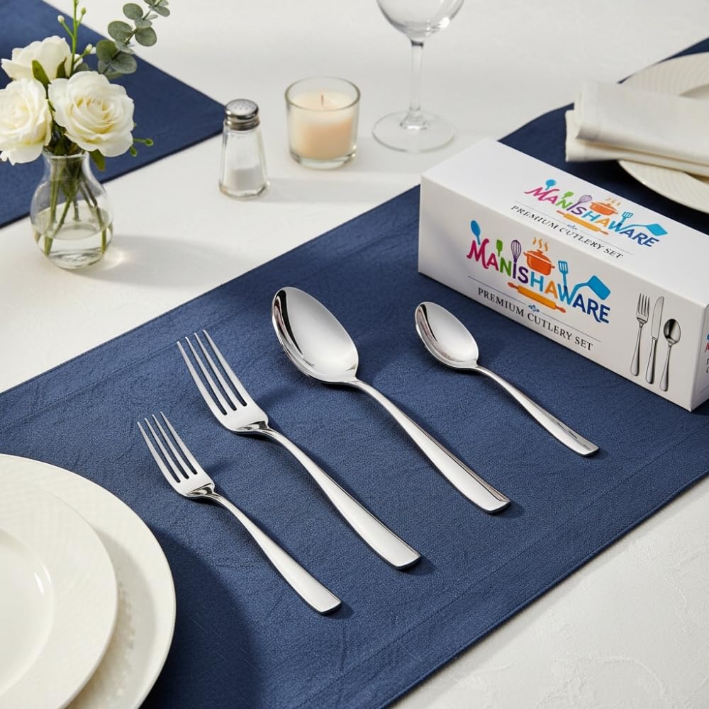 Silver Essential Cutlery Set Mirror Design