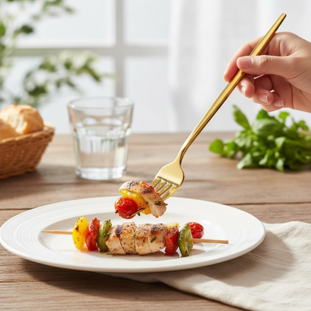 Manishaware Slim Handle Stainless Dinner Steel Fork set for Kitchen or Dining Table
