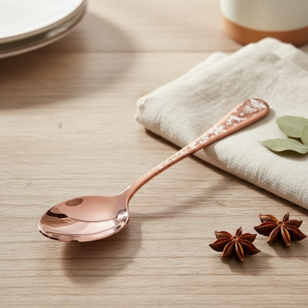 Manishaware Classic Rose Gold 24 Pcs Stainless Steel Cutlery Set for Dining Table, Dishwasher Safe Glossy Flatware