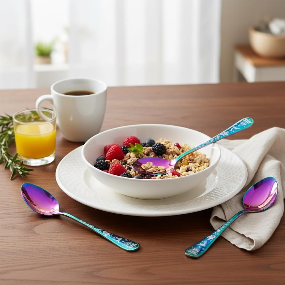 Manishaware Christmas Rainbow 24 Pcs Stainless Steel Cutlery Set