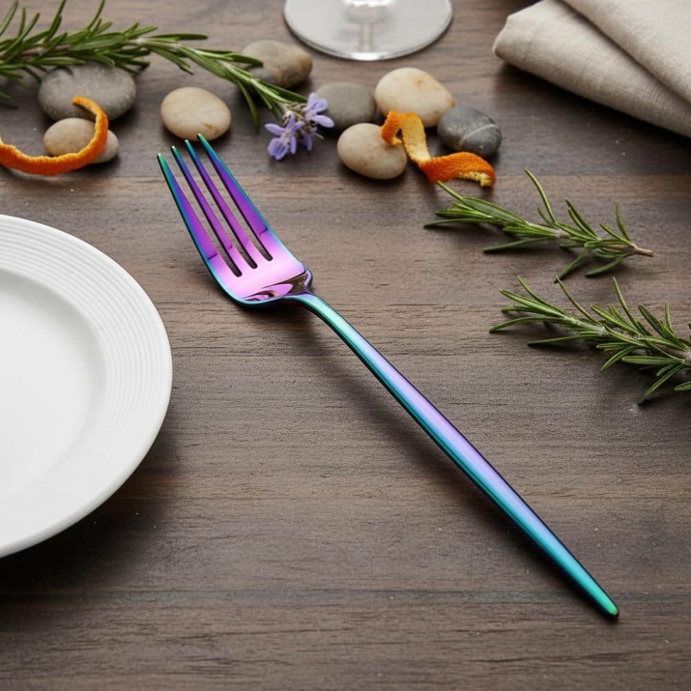Rainbow Slim fork set, rust resistant stainless steel, a perfect wedding, housewarming, corporate and festival gift