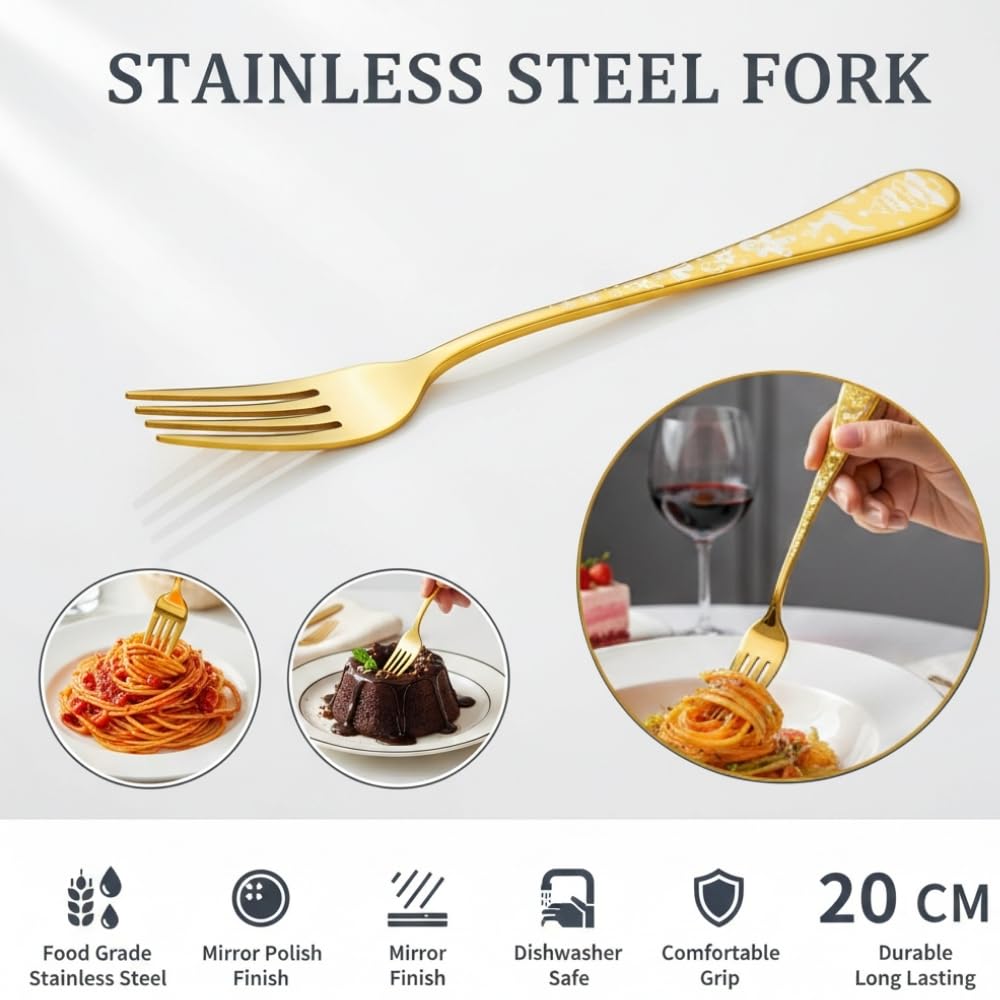 Manishaware Christmas Stainless Dinner Steel Fork set for Kitchen or Dining Table