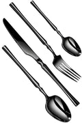 Manishaware Elegant Handle Black 8 Pcs Heavy duty Stainless Steel Cutlery Set for Dining table (2 pcs spoon set+2 pcs forks set+2 pcs Butter knife+2 pcs Dessert Spoon for kitchen)