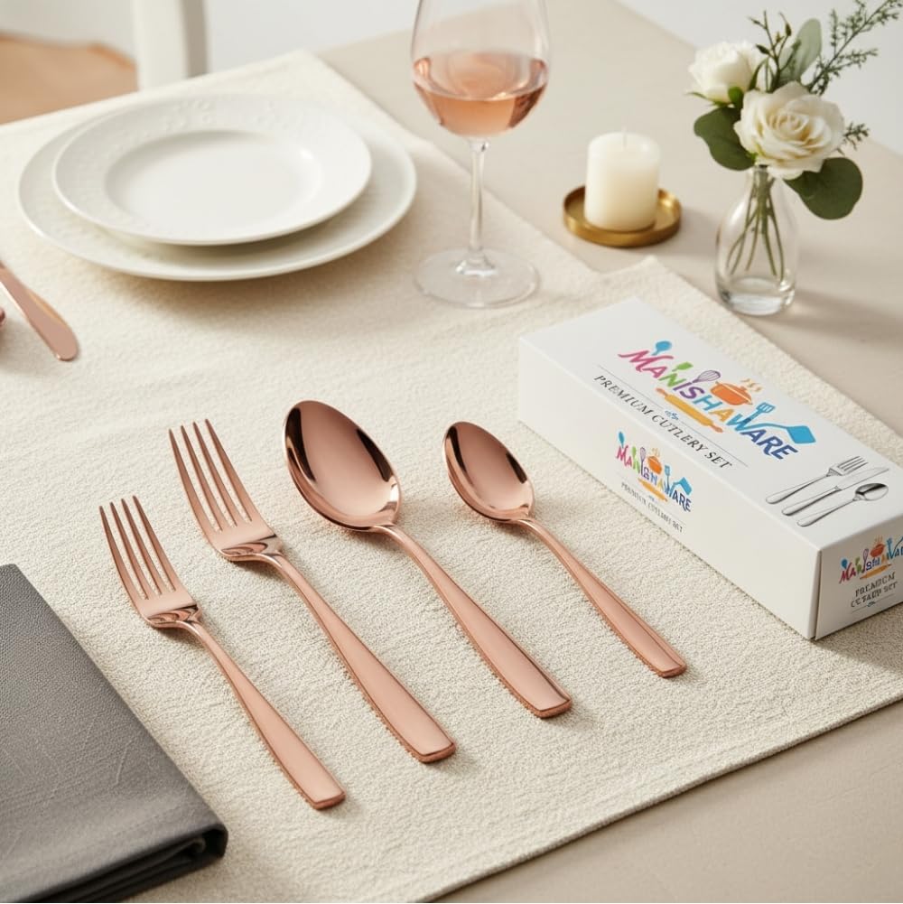 Rosegold Essential Cutlery Set Mirror Design