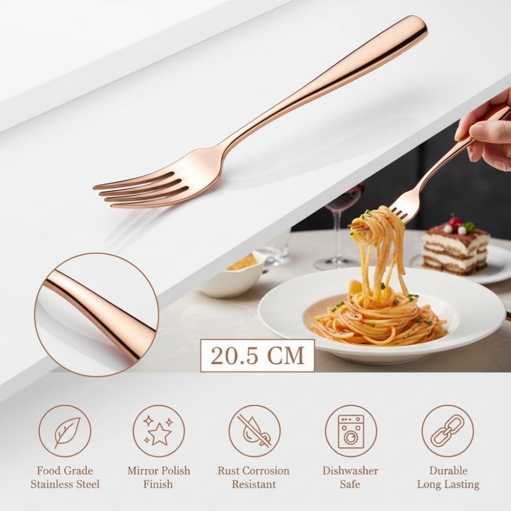Manishaware Mirror Polished Stainless Dinner Steel Fork set for Kitchen or Dining Table
