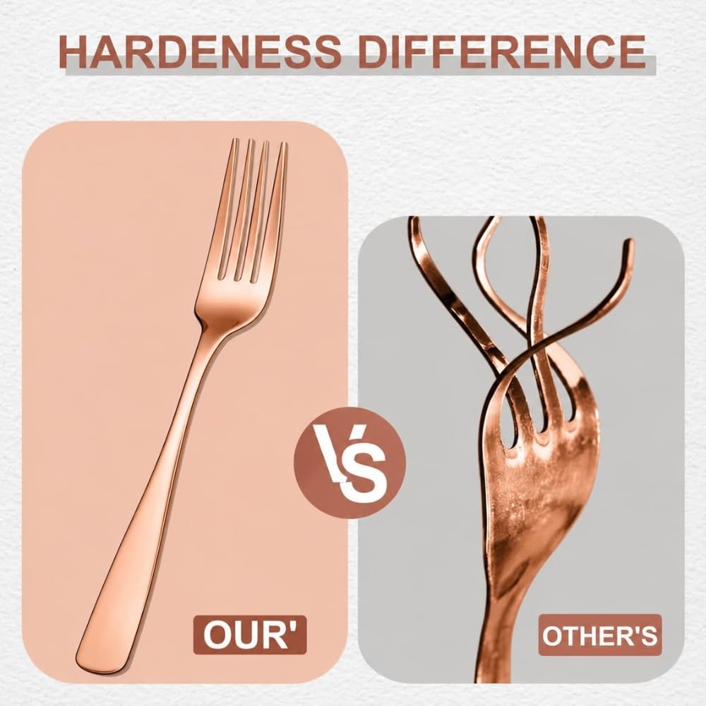 Manishaware Mirror Polished Rose Gold 15 Pcs Stainless Steel Cutlery Set for Dining Table, Dishwasher Safe Glossy Flatware (3 spoon set + 3 forks set + 3 Butter knife + 3 Dessert Spoon + 3 Fruit Fork)