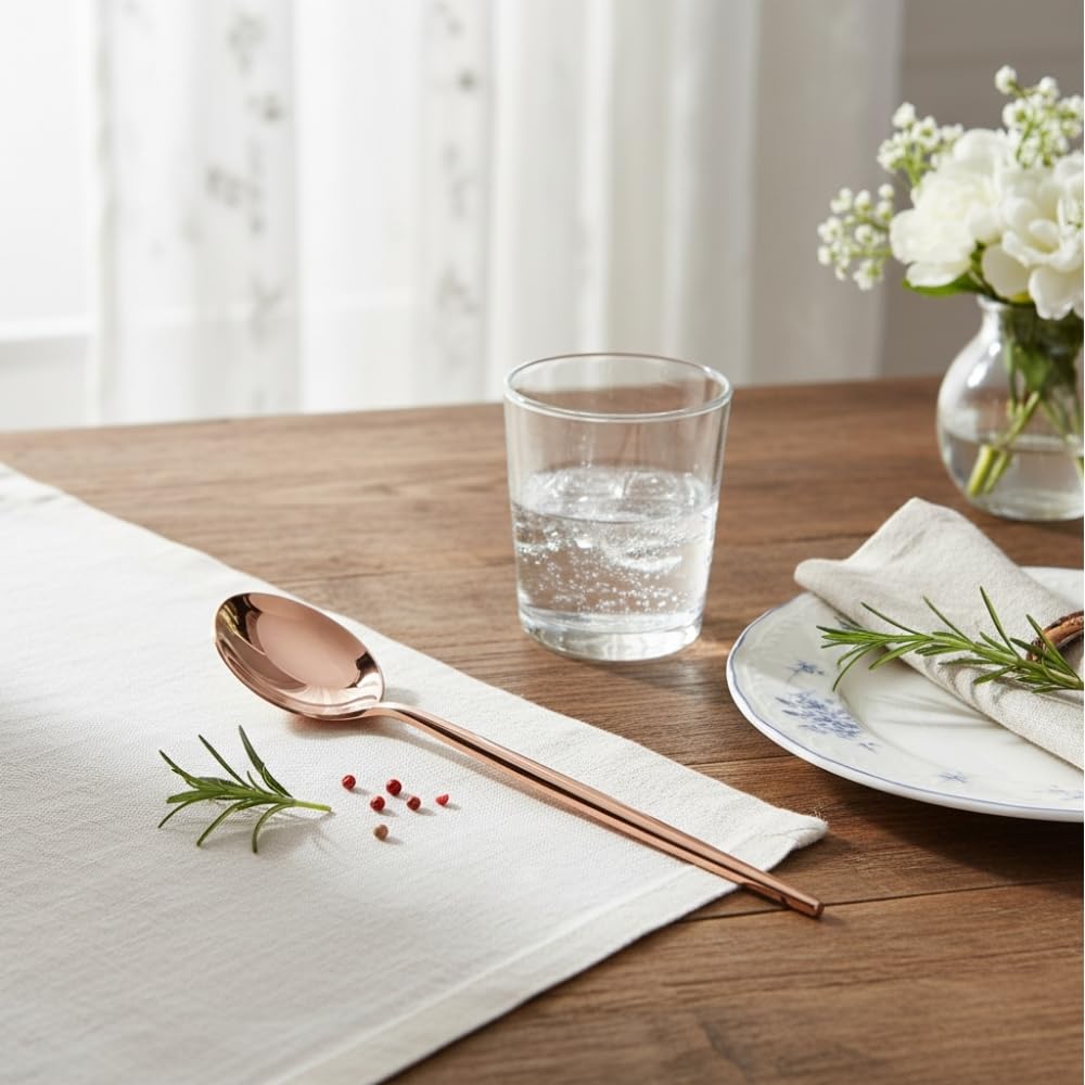 Manishaware Slim Handle Rose Gold 24 Pcs Stainless Steel Cutlery Set