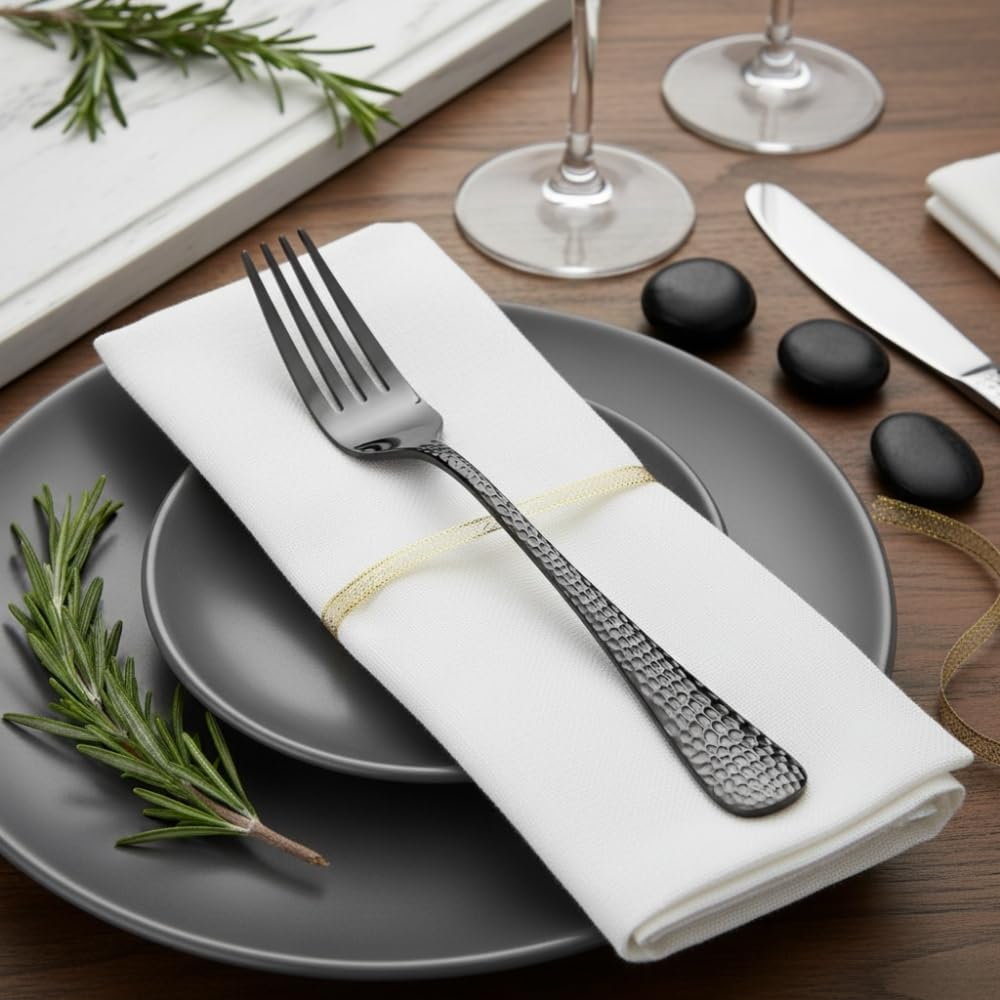 Black Hammer fork set, rust resistant stainless steel, a perfect wedding, housewarming, corporate and festival gift