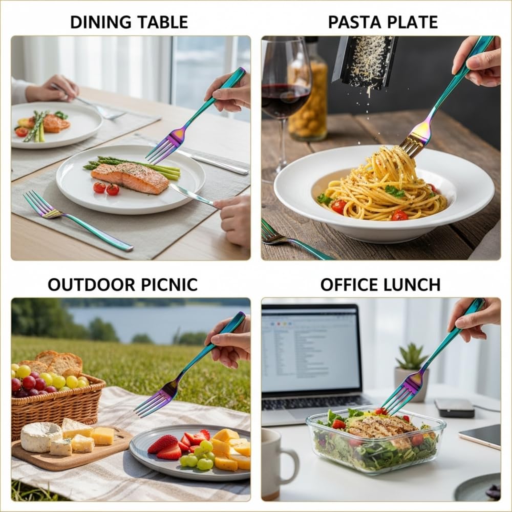 Manishaware Mirror Polished Stainless Dinner Steel Fork set for Kitchen or Dining Table
