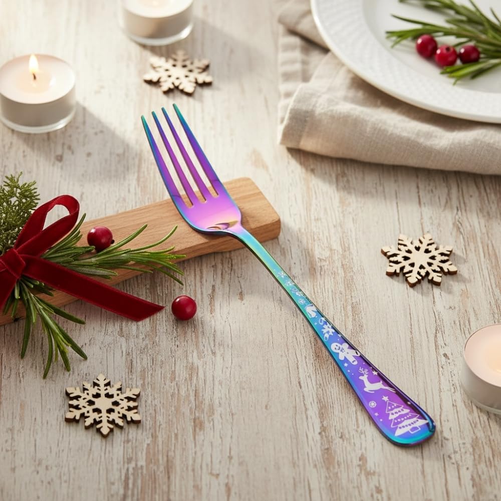 Rainbow Festive fork set, rust resistant stainless steel, a perfect wedding, housewarming, corporate and festival gift