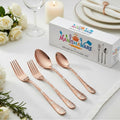 Manishaware Classic Rose Gold 16 Pcs Stainless Steel Cutlery Set for Dining Table, Dishwasher Safe Glossy Flatware (Perfect Spoon Fork Set)