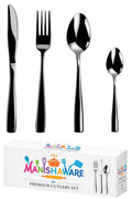 Manishaware Mirror Polished Stainless Steel Cutlery Set for Dining Table, Dishwasher Safe Glossy Flatware (6 spoon set + 6 forks set + 6 Butter knife + 6 Dessert Spoon)