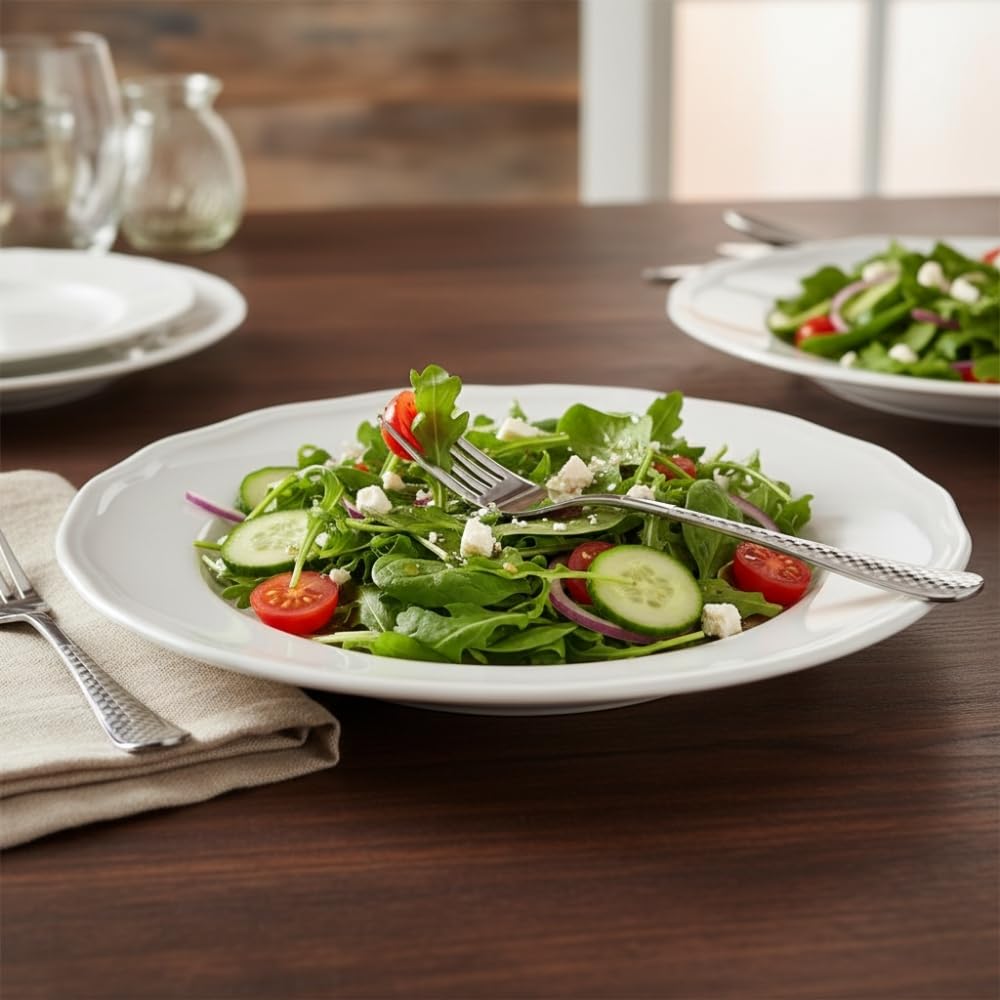 Manishaware Checkered Stainless Dinner Steel Fork set for Kitchen or Dining Table