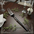 Manishaware Classic Black 24 Pcs Stainless Steel Cutlery Set for Dining Table, Dishwasher Safe Glossy Flatware