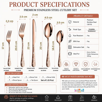 Premium Cutlery Set Floral Design