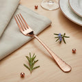 Manishaware 24 Pcs ROSEGOLD Hammered Stainless Dinner Steel Fork set for Kitchen or Dining Table