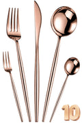 Manishaware Slim Handle Rose Gold 10 Pcs Stainless Steel Cutlery Set for Dining Table, Dishwasher Safe Glossy Flatware (2 spoon set+2 forks set+2 Butter knife+2 Dessert Spoon+ 2 Fruit Fork)