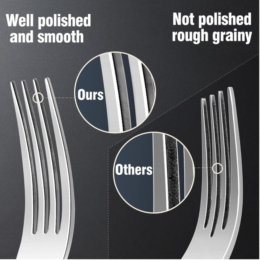 Manishaware Mirror Polished Silver 25 Pcs Stainless Steel Cutlery Set for Dining Table, Dishwasher Safe Glossy Flatware (5 spoon set + 5 forks set + 5 Butter knife + 5 Dessert Spoon + 5 Fruit Fork)