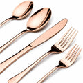 Manishaware Mirror Polished Rose Gold 20 Pcs Stainless Steel Cutlery Set for Dining Table, Dishwasher Safe Glossy Flatware (4 spoon set + 4 forks set + 4 Butter knife + 4 Dessert Spoon + 4 Fruit Fork)