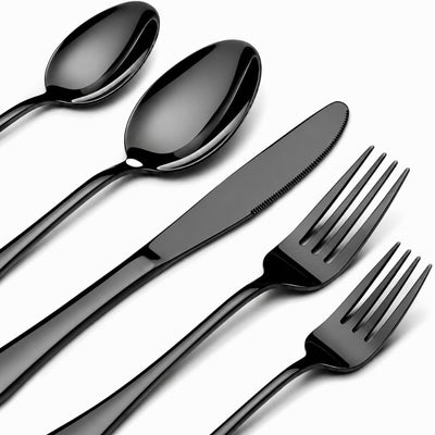 Black Premium Cutlery Set Mirror Design
